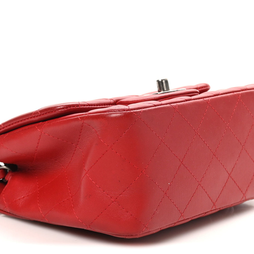 Lambskin Quilted Mini Square Flap Red