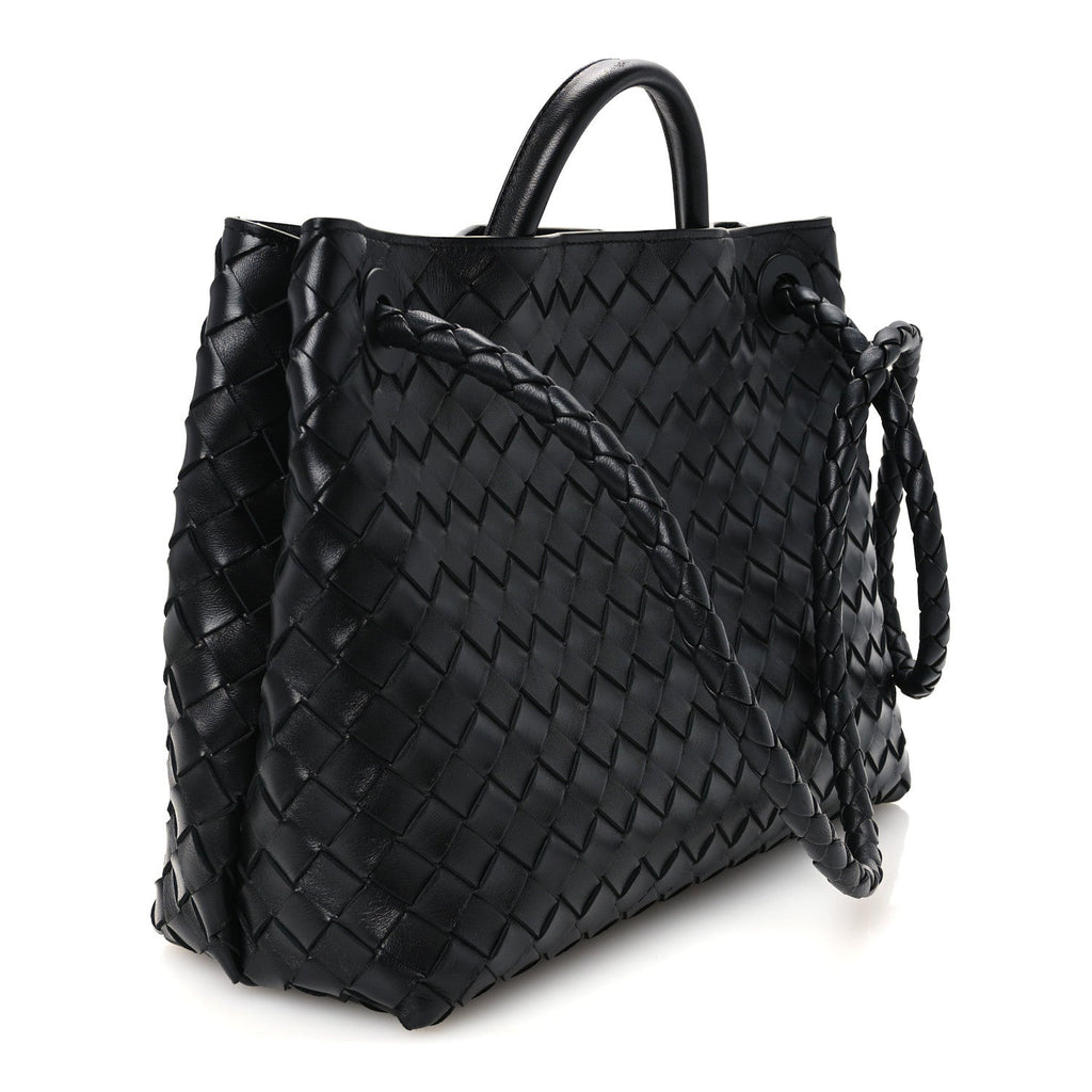 Nappa Intrecciato Medium Andiamo Shoulder Bag Black