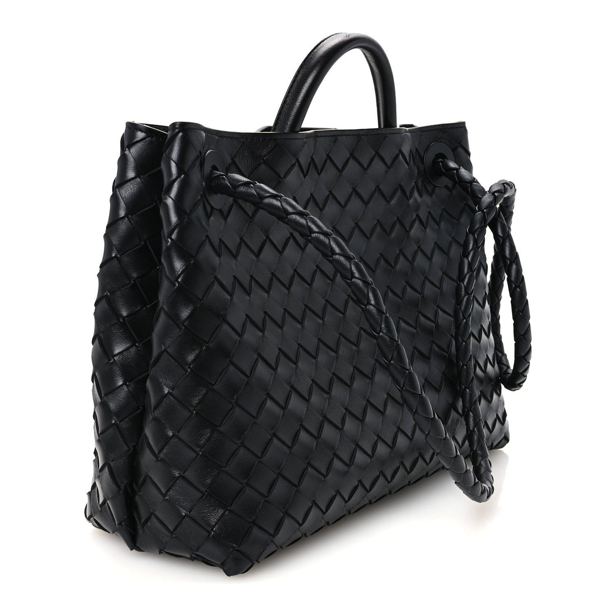 Nappa Intrecciato Medium Andiamo Shoulder Bag Black