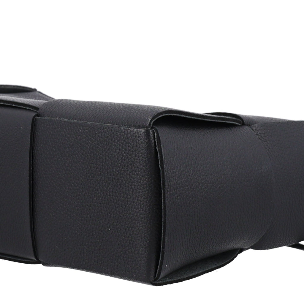 Grained Calfskin Intrecciato Mini Arco Tote Black