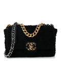 Tweed Quilted Medium Chanel 19 Flap Black