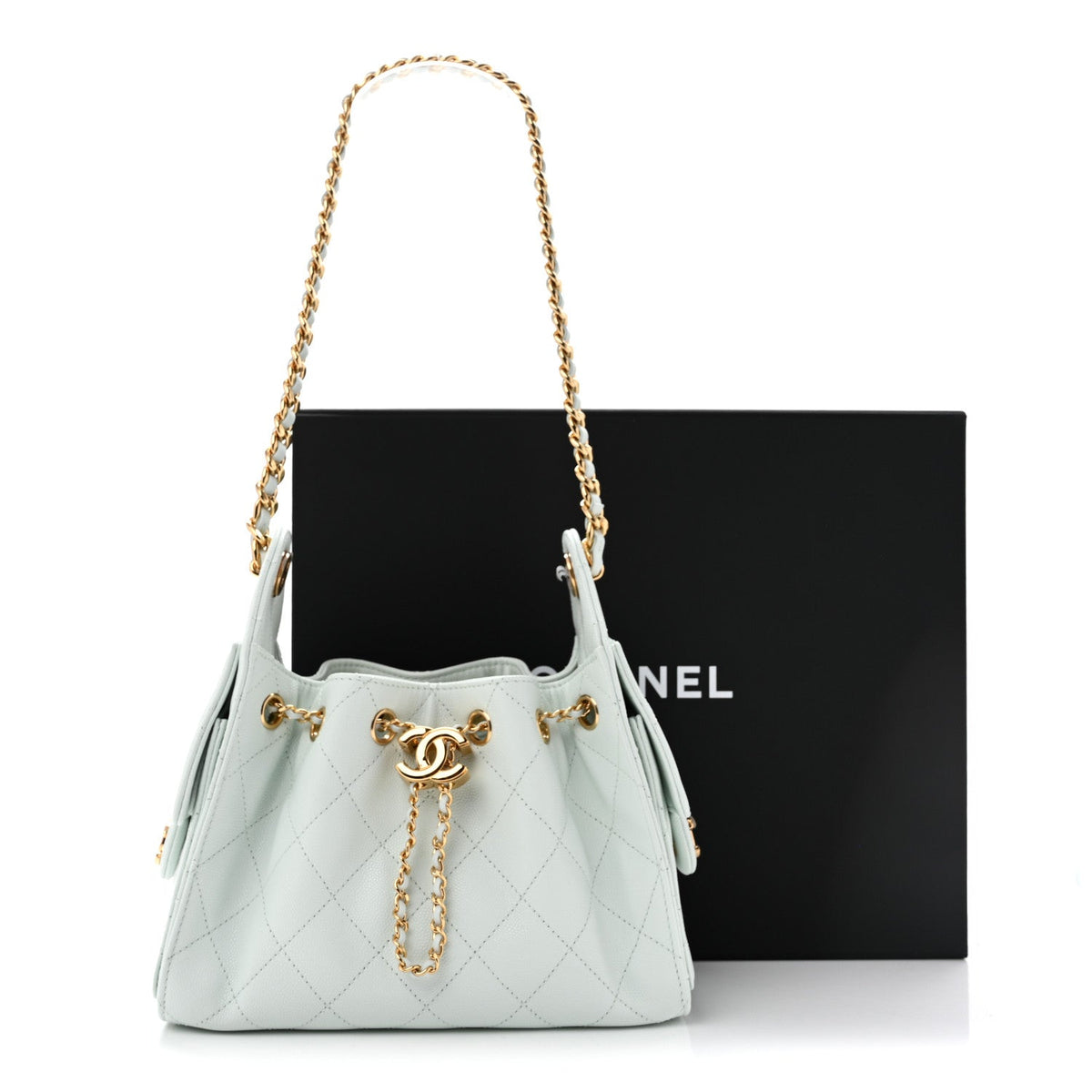 Caviar Quilted Mini Chanel 25 Handbag Light Blue