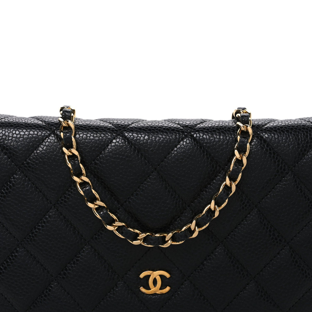Caviar Quilted Wallet on Chain WOC Black