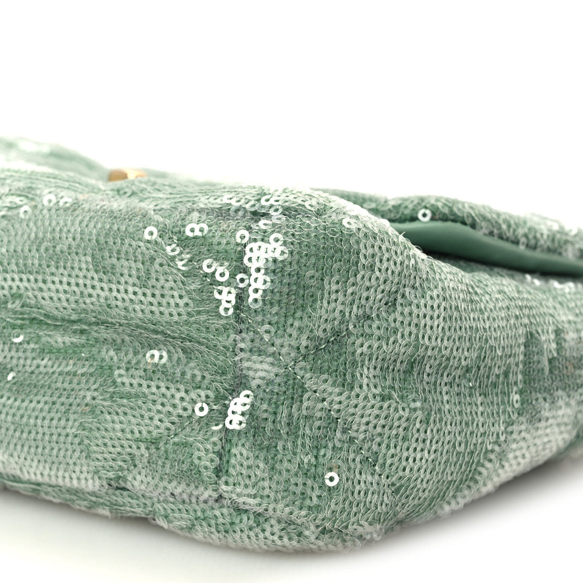 Sequin Quilted Medium Chanel 19 Flap Light Green
