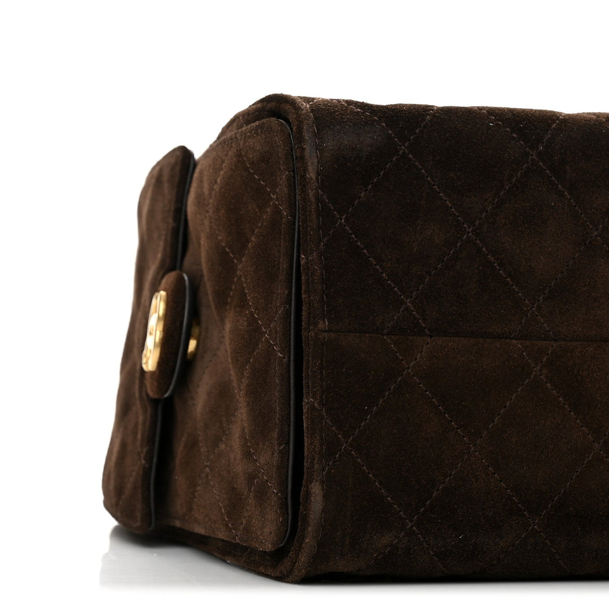 Suede Quilted Small Chanel 25 Handbag Dark Brown