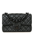 Pearly Lambskin Quilted Mini Rectangular Flap So Black