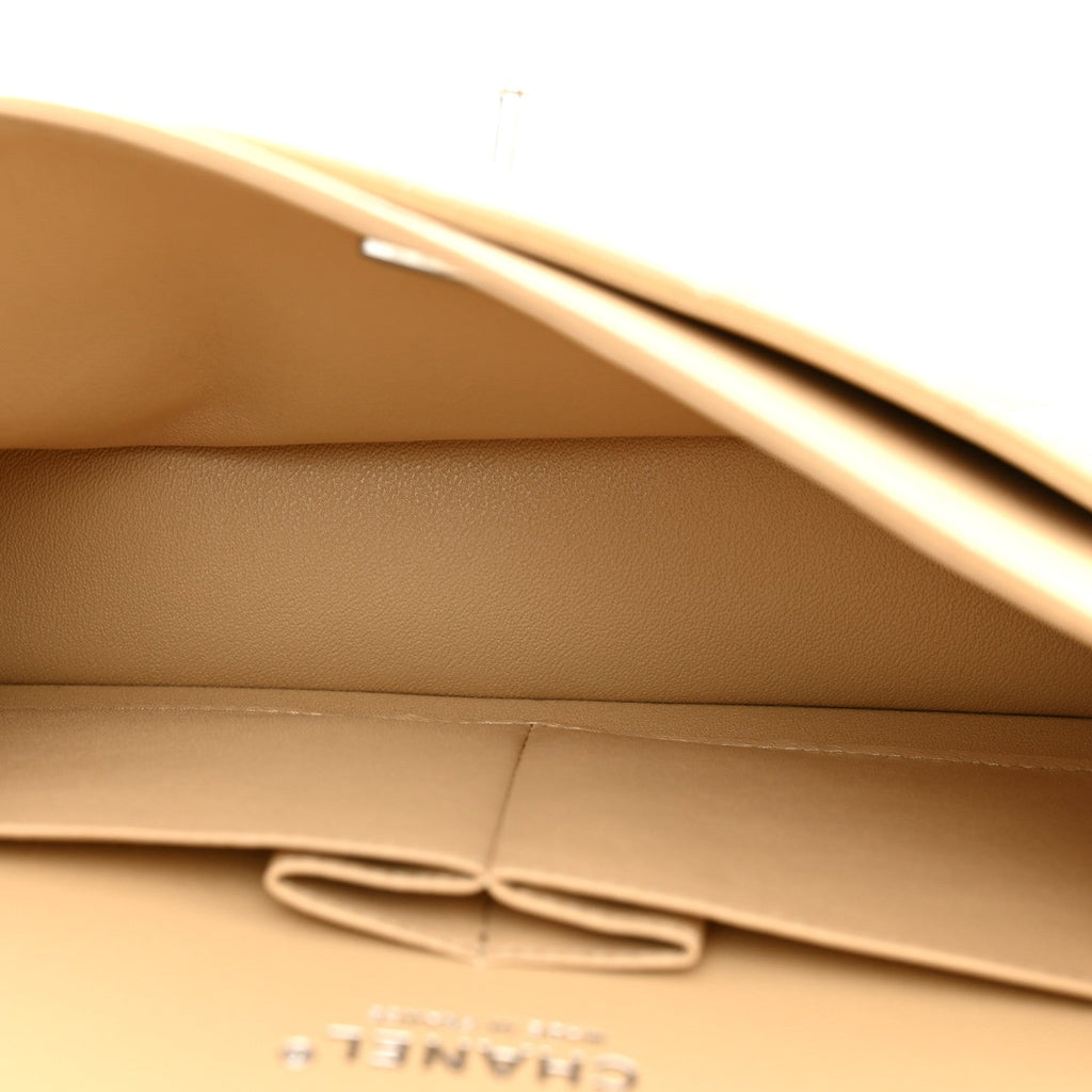 Caviar Quilted Small Double Flap Beige