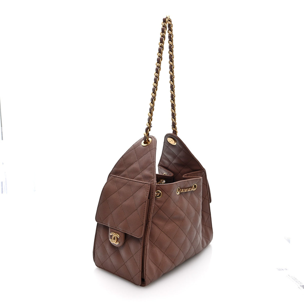 Caviar Quilted Small Chanel 25 Handbag Brown