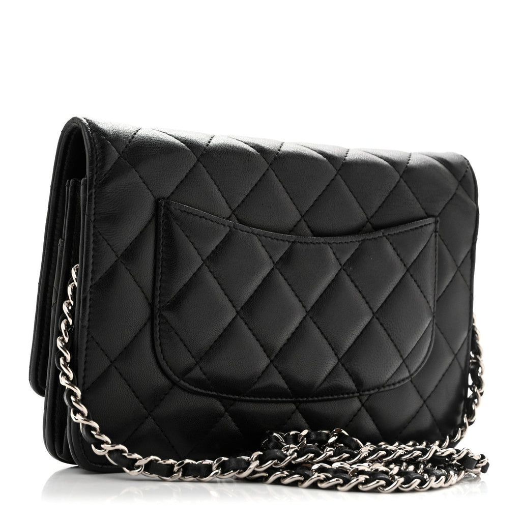 Lambskin Quilted Wallet On Chain WOC Black
