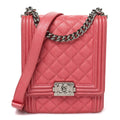 Iridescent Caviar Quilted North South Boy Flap Pink