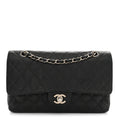 Caviar Quilted Medium Double Flap Black