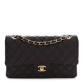 Caviar Quilted Medium Double Flap Brown