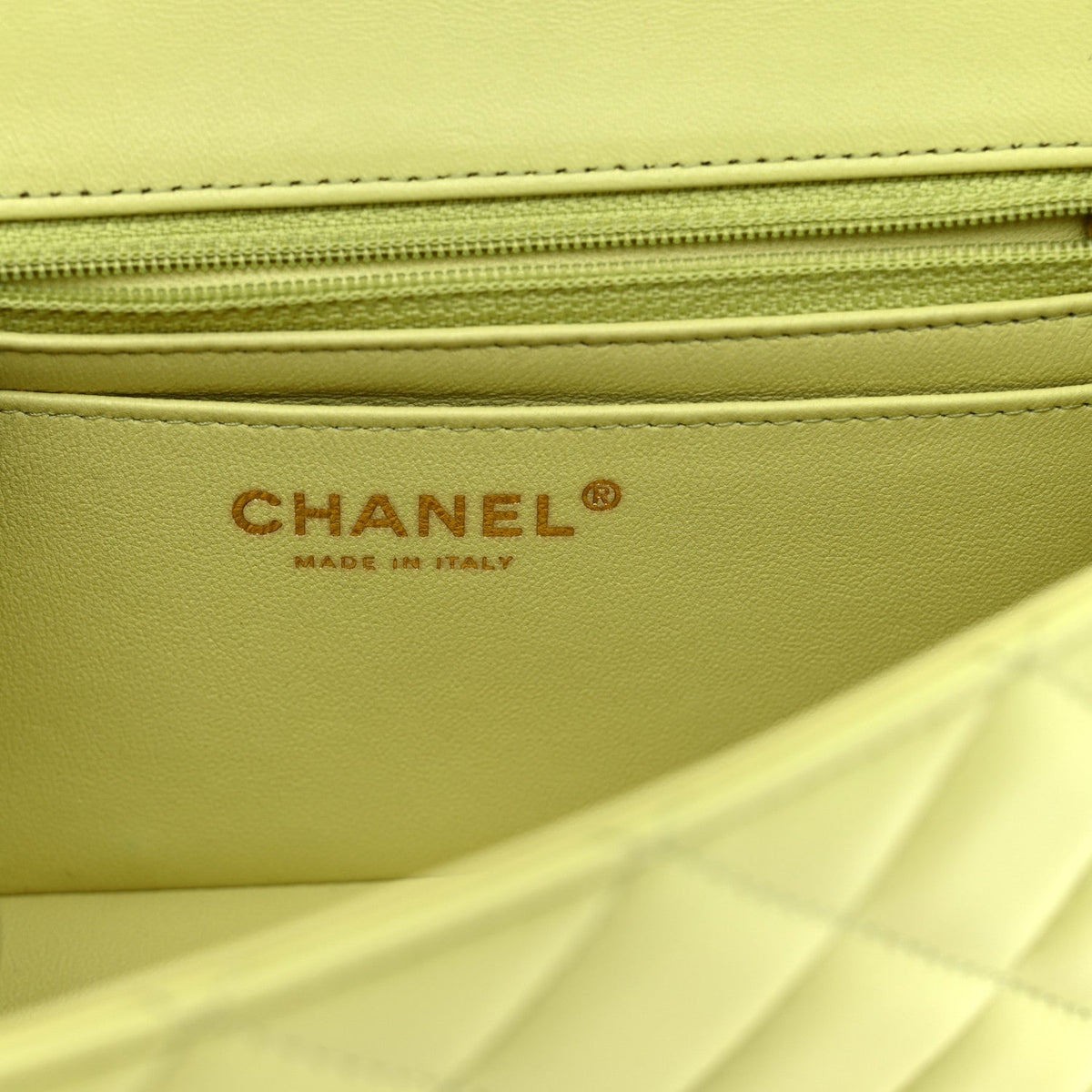 Lambskin Quilted Mini Rectangular Flap Light Green