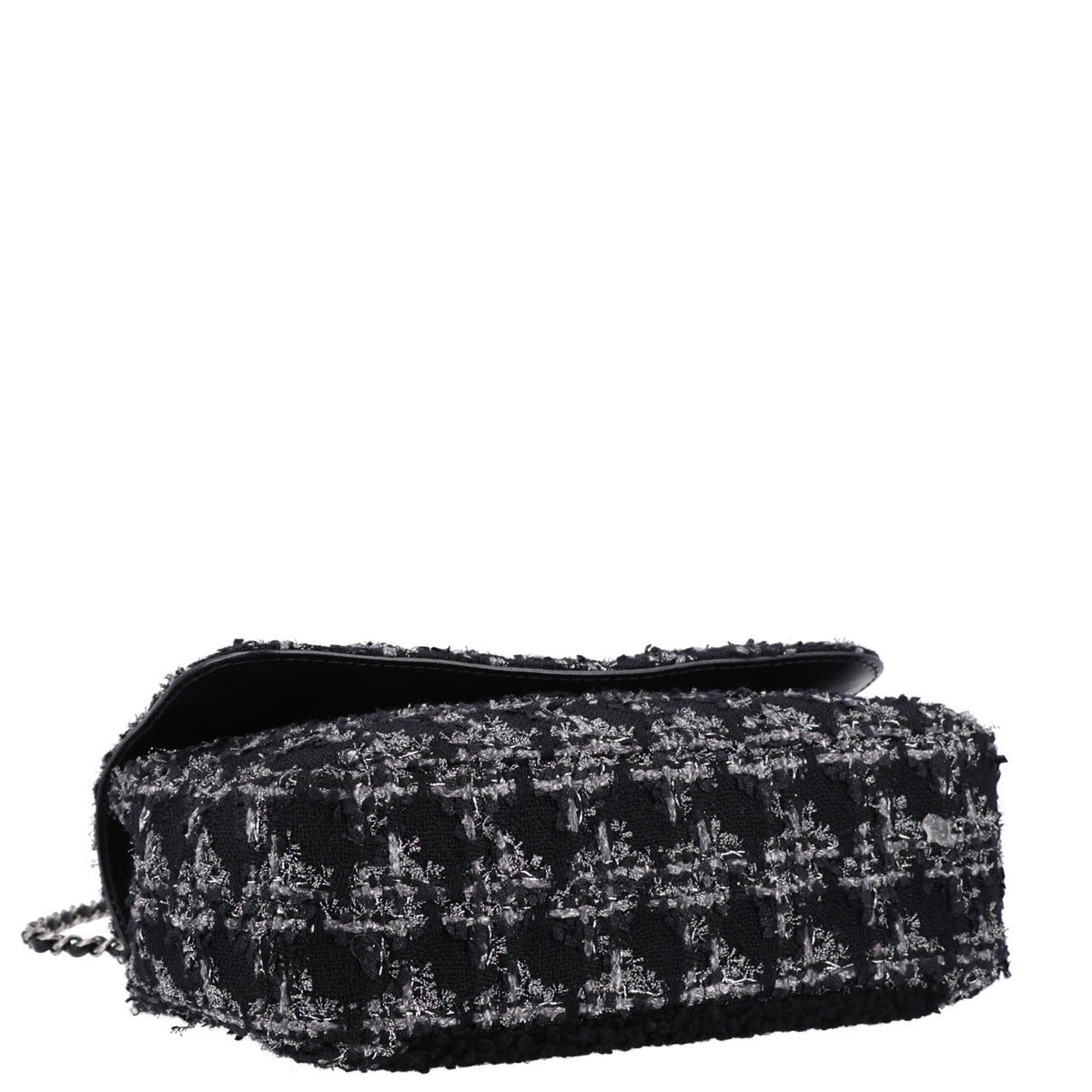 Shearling Tweed Medium Handle Boy Flap Black Grey