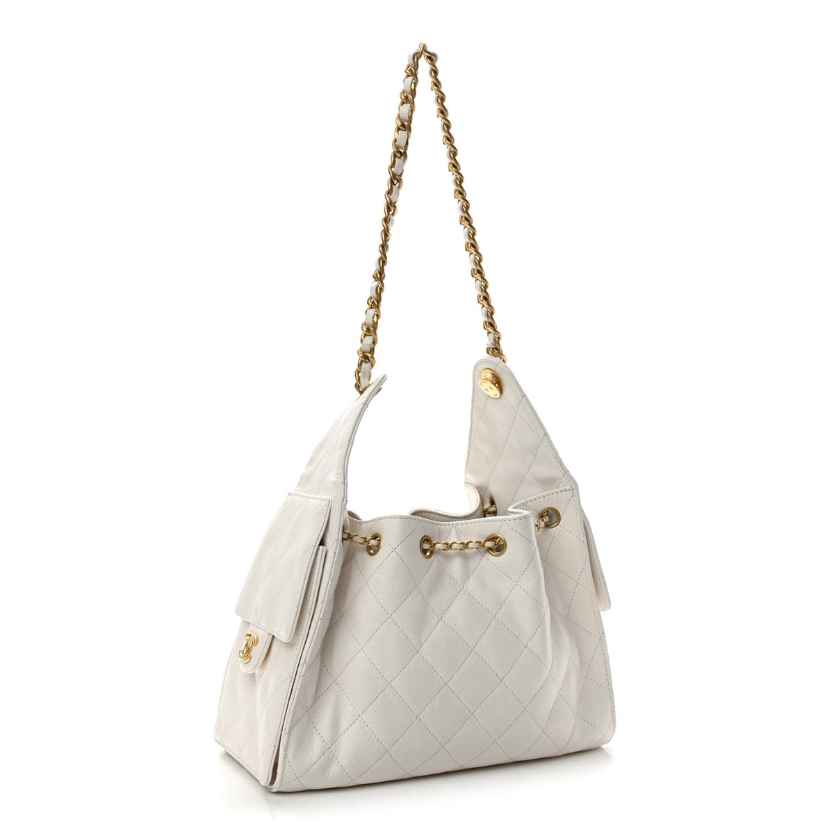 Caviar Quilted Small Chanel 25 Handbag White