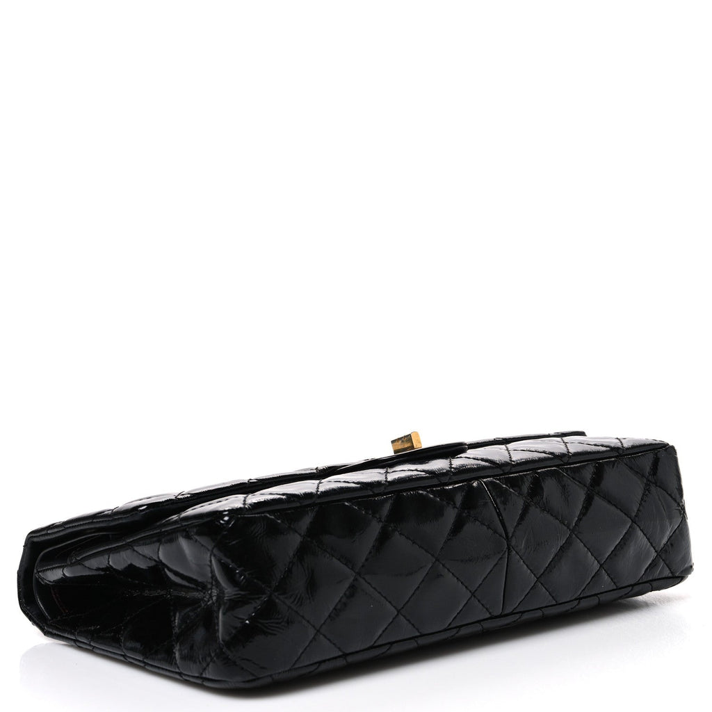 Distressed Patent Quilted 2.55 Reissue 227 Flap Black