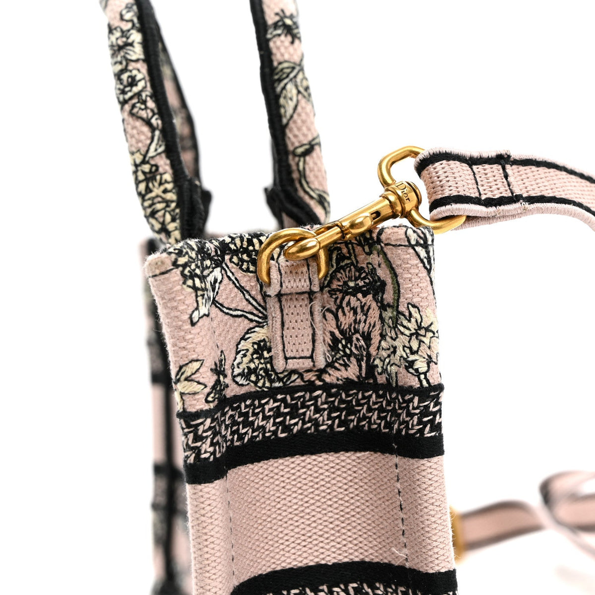 Canvas Embroidered Mini Book Tote With Strap Pink Multicolor