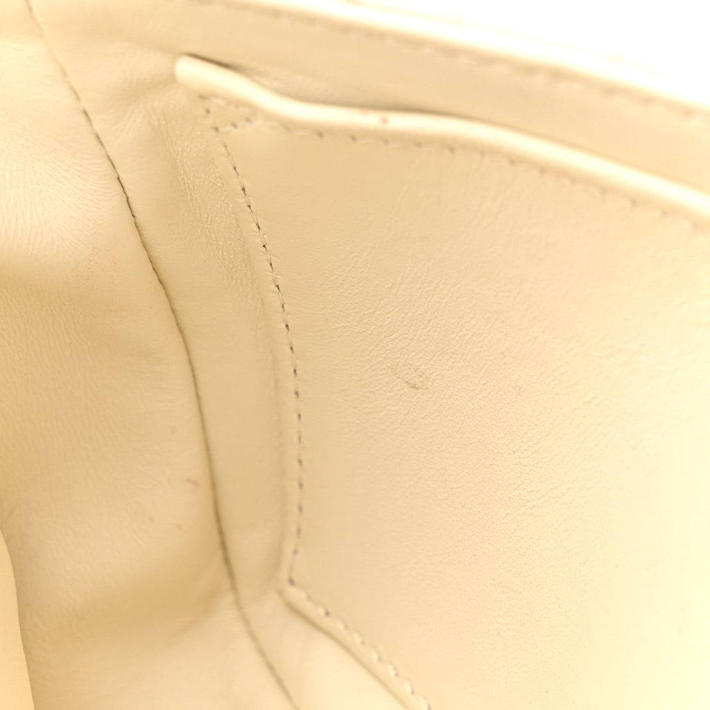Grained Calfskin Cannage Small Caro Bag White