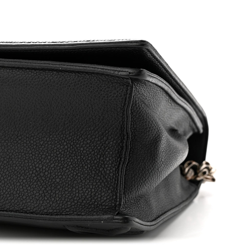 Grained Calfskin Medium Diorama Flap Bag Black