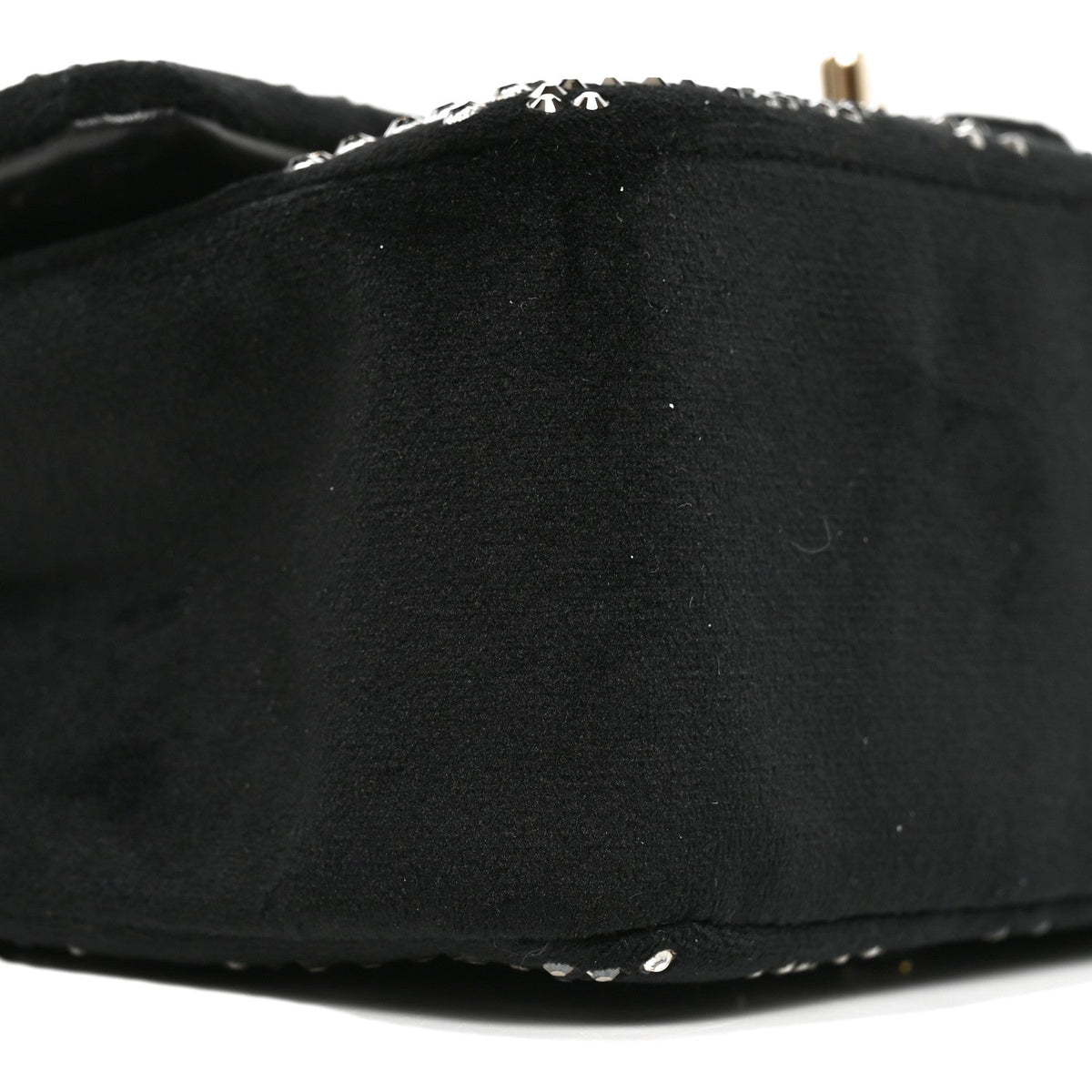 Velvet Crystal Mini Rectangular Flap Black