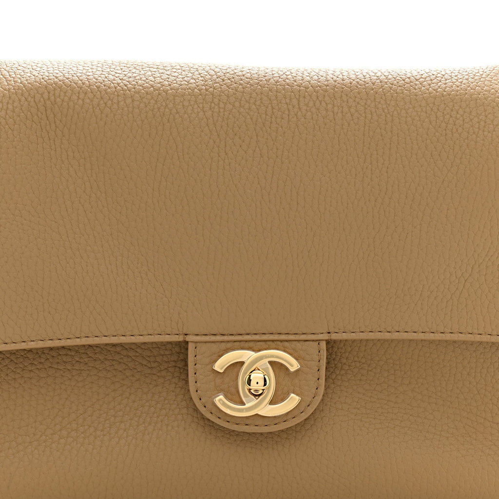 Grained Calfskin Small Souplissimo Maxi Flap Dark Beige