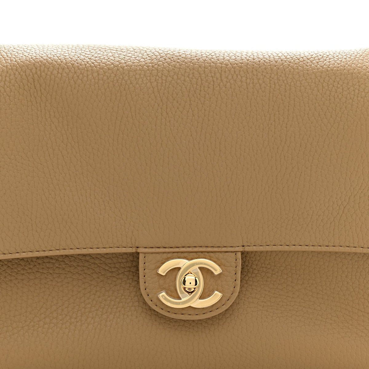 Grained Calfskin Small Souplissimo Maxi Flap Dark Beige