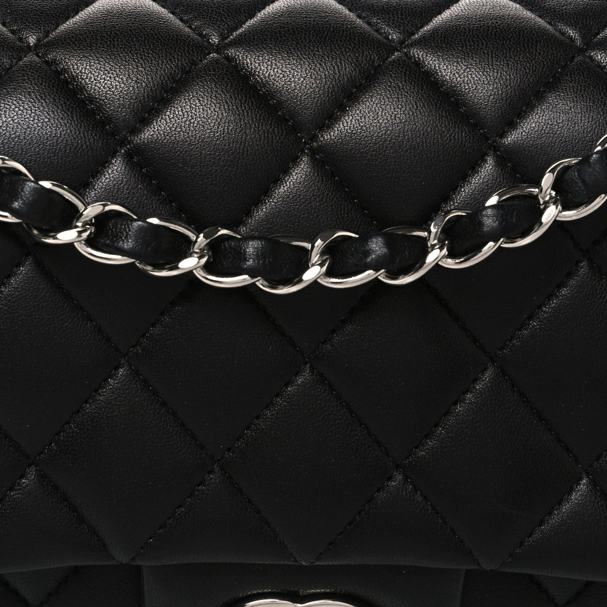 Lambskin Quilted Medium Double Flap Black