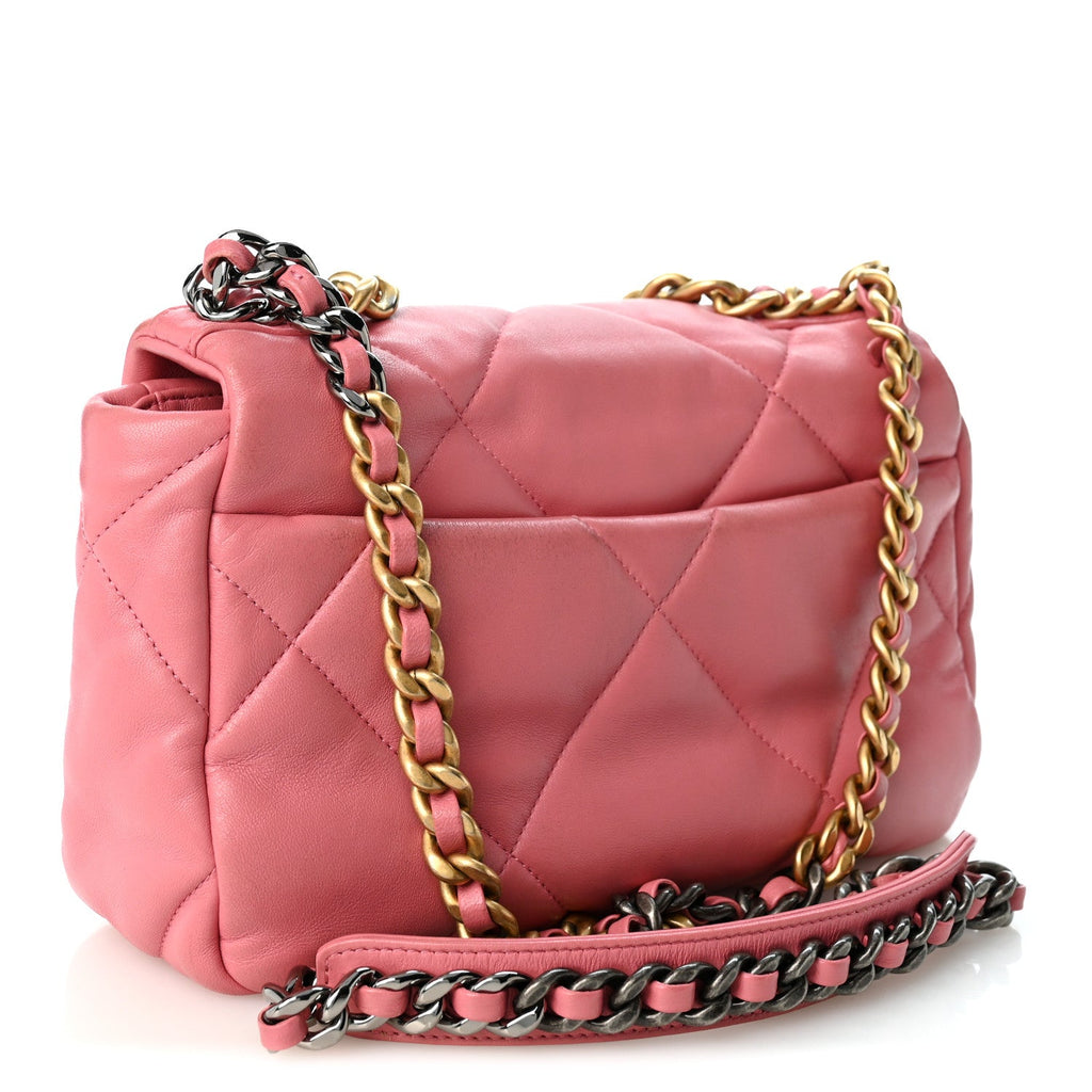 Lambskin Quilted Medium Chanel 19 Flap Pink