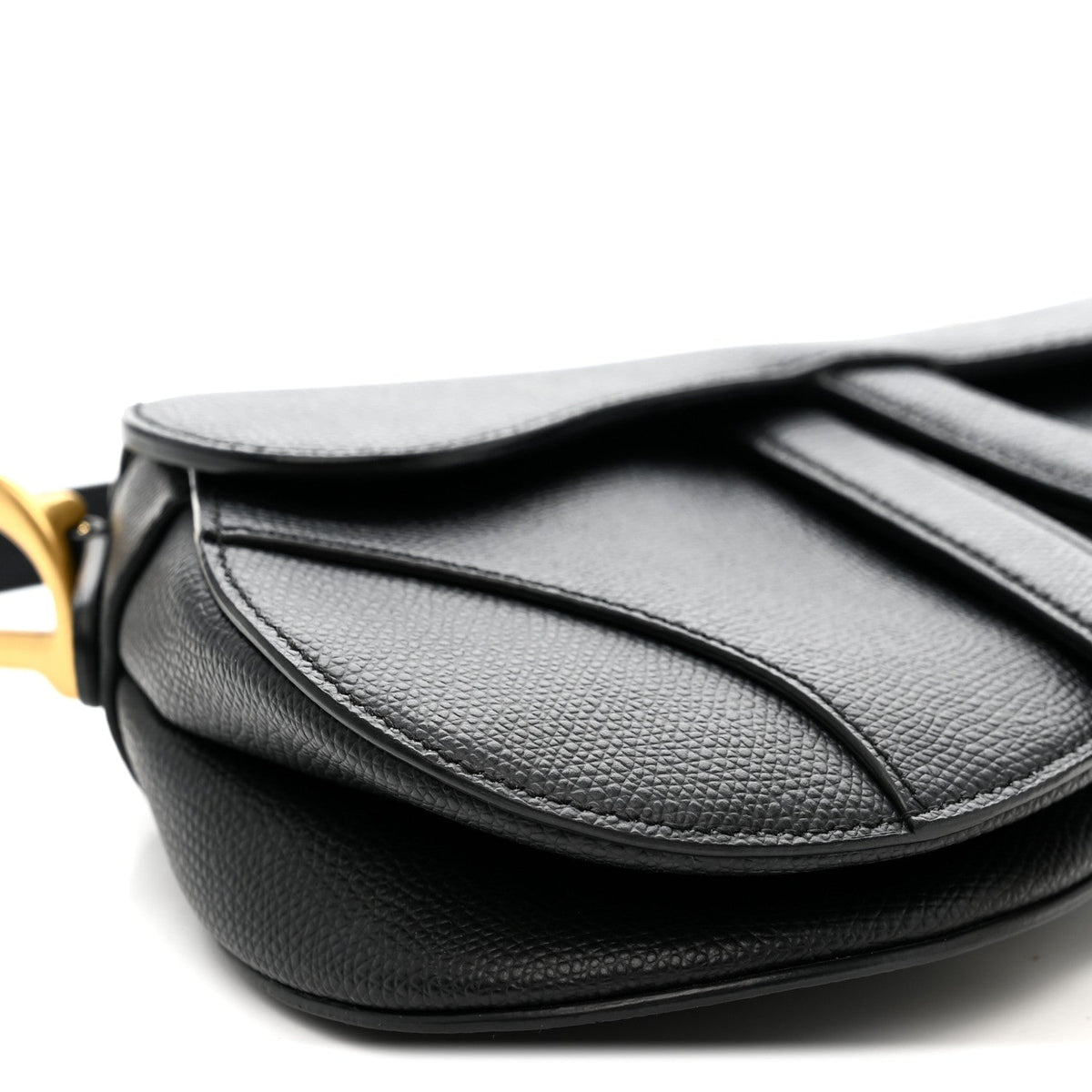 Grained Calfskin Mini Saddle Bag Black