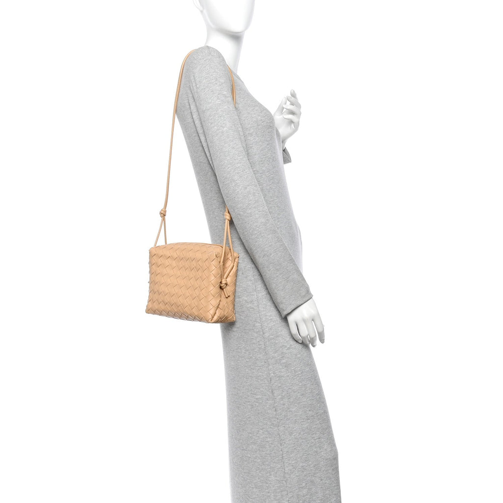 Nappa Intrecciato Small Loop Camera Bag Almond