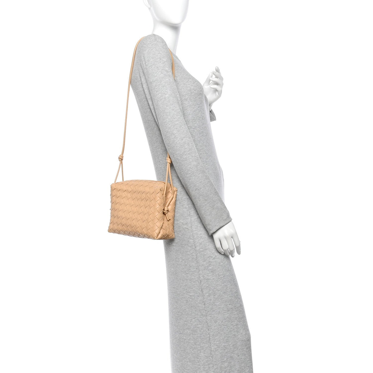 Nappa Intrecciato Small Loop Camera Bag Almond