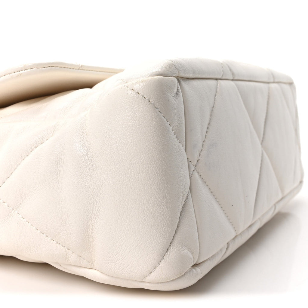 Lambskin Quilted Large Chanel 19 Flap White