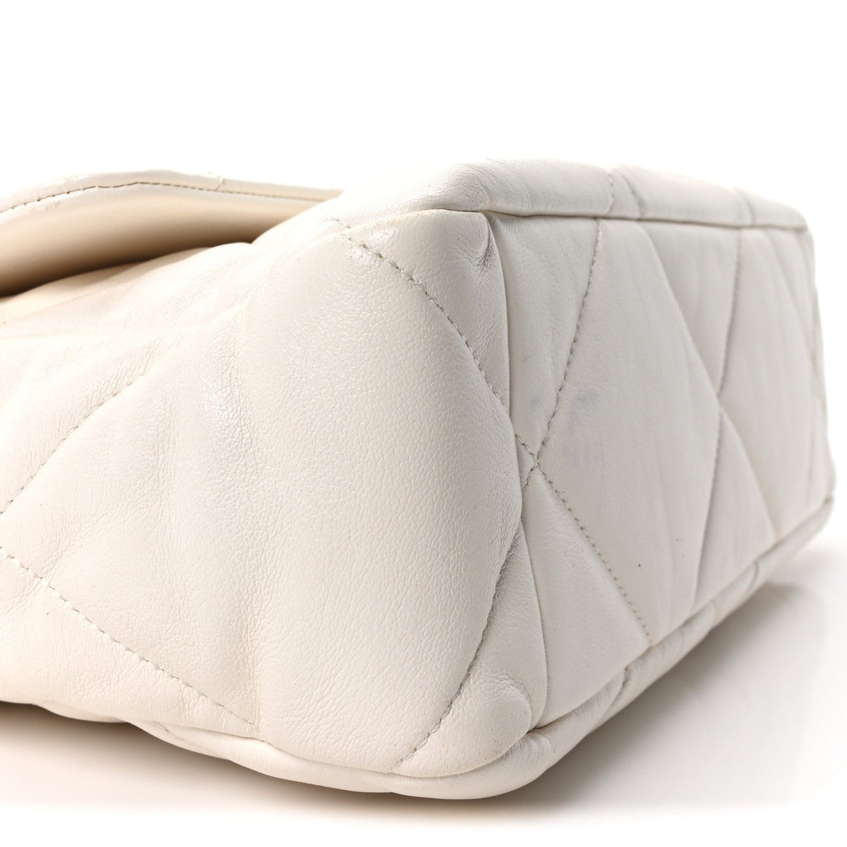 Lambskin Quilted Large Chanel 19 Flap White