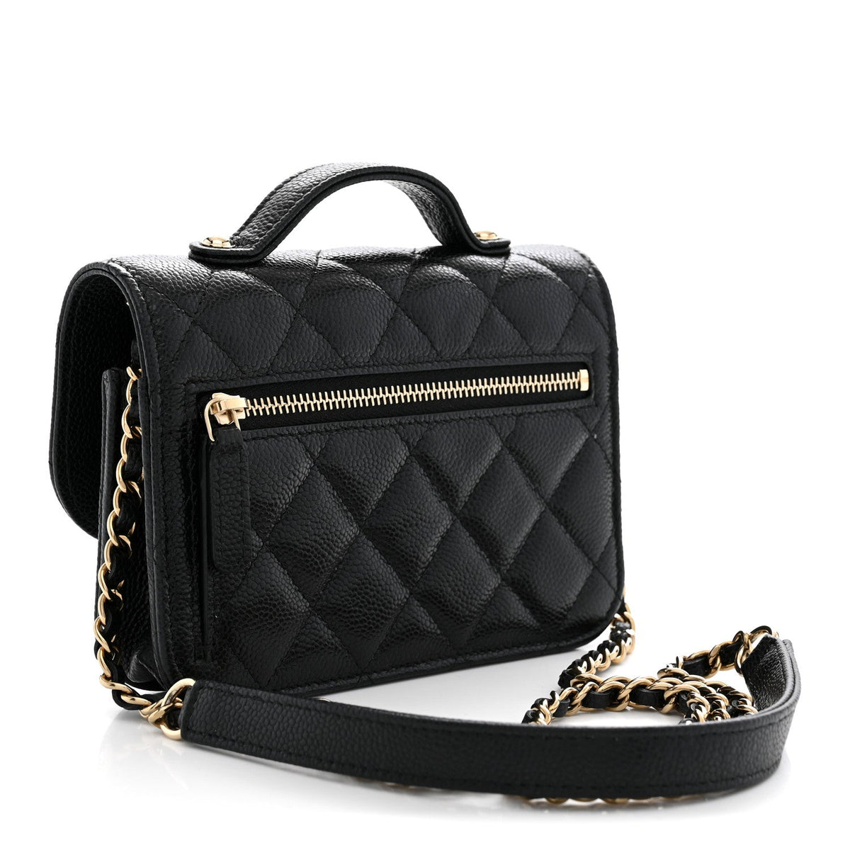 Caviar Quilted Business Affinity Clutch With Chain Black
