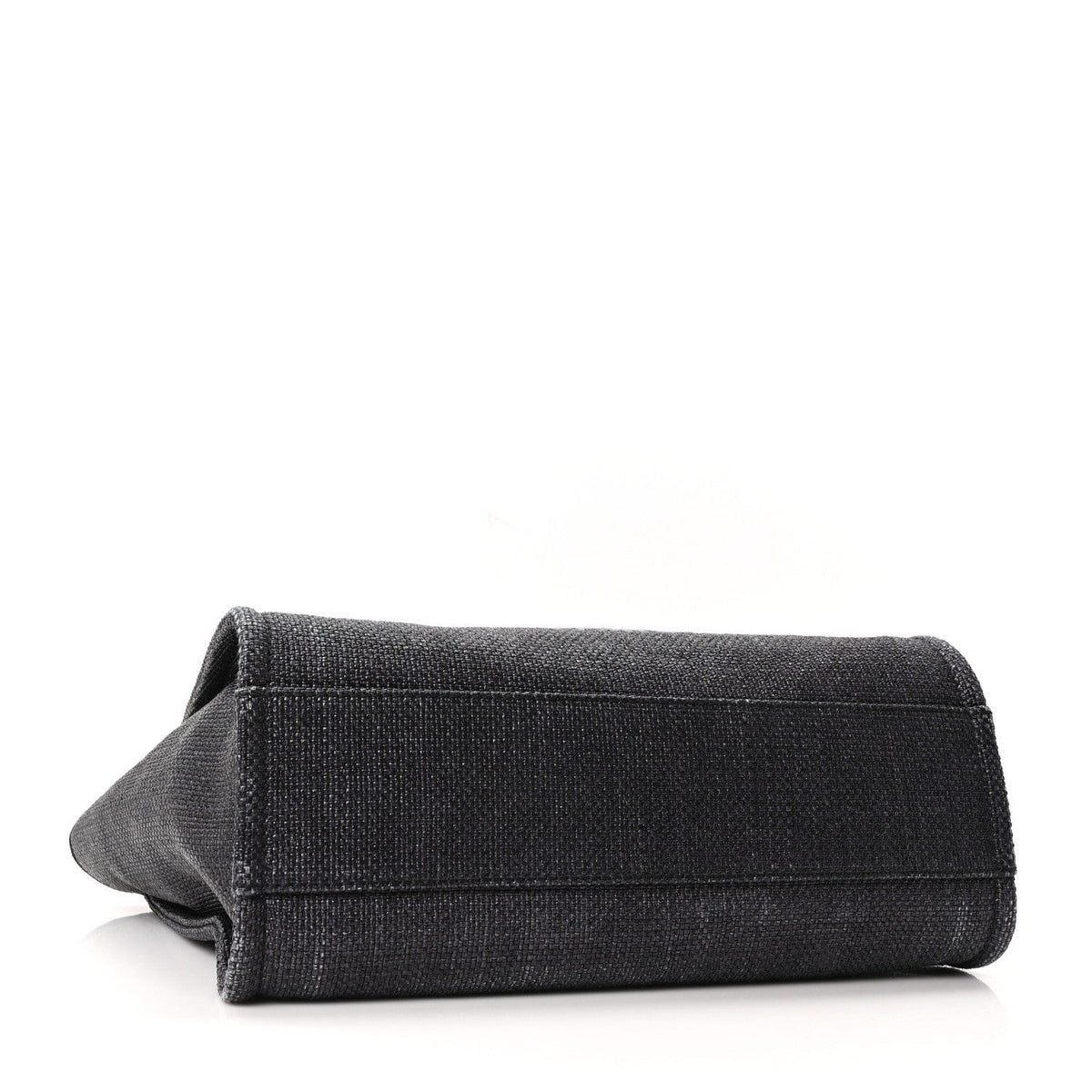 Woven Straw Raffia Small Deauville Tote Black