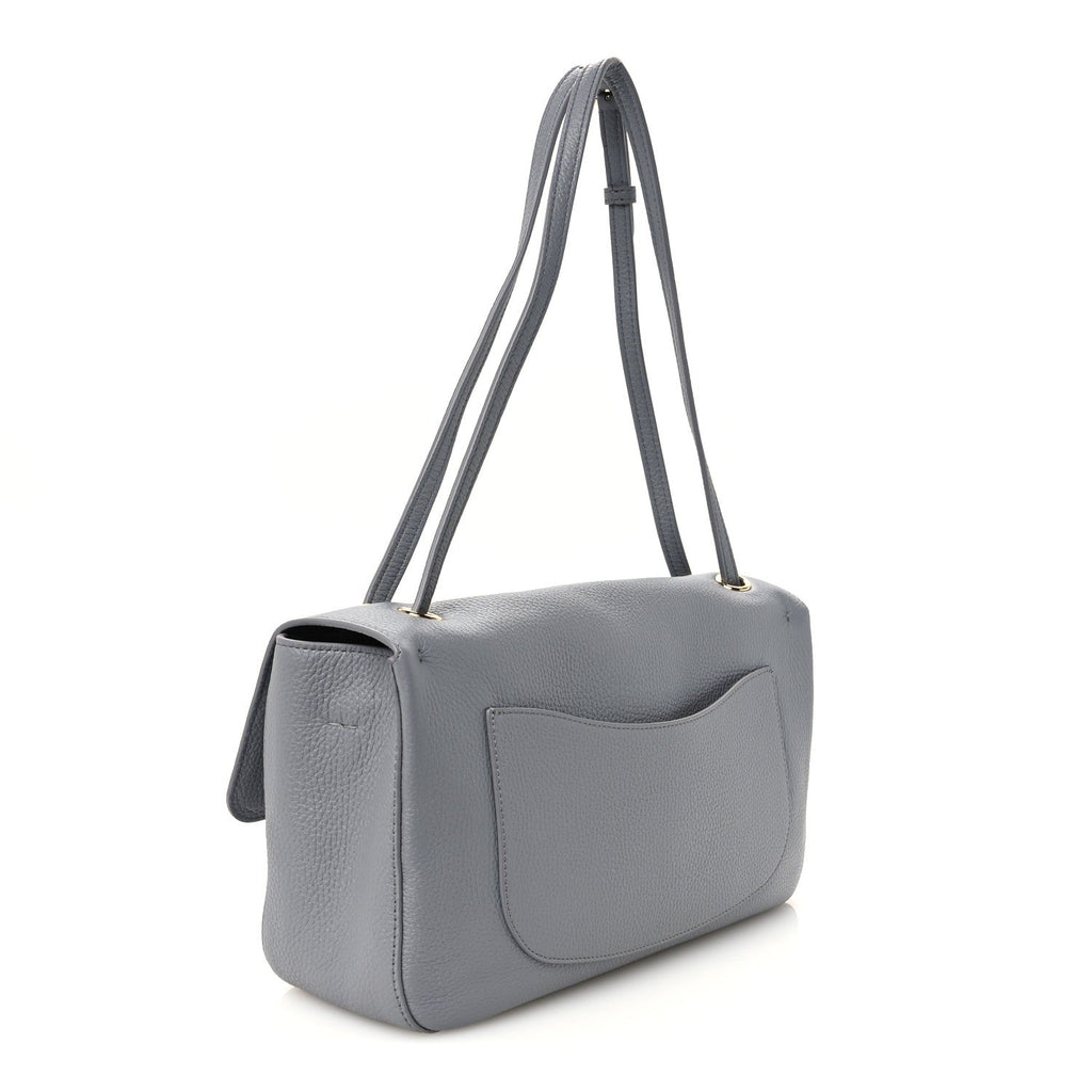 Grained Calfskin Small Souplissimo Maxi Flap Gray