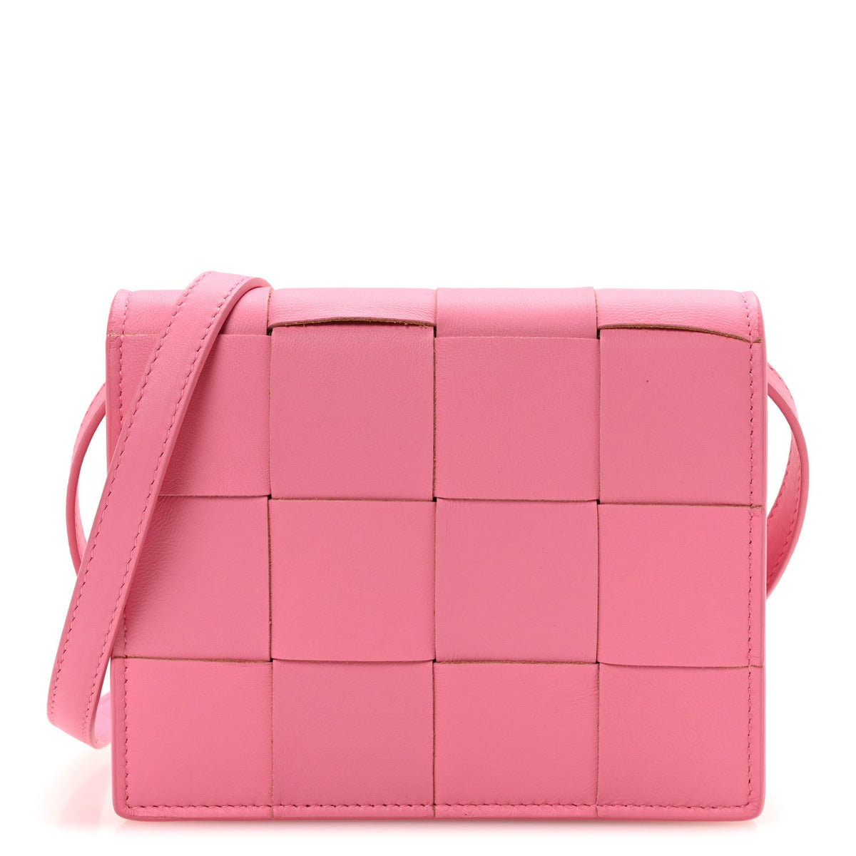 Lambskin Maxi Intrecciato Mini Cassette Crossbody Bag Pink