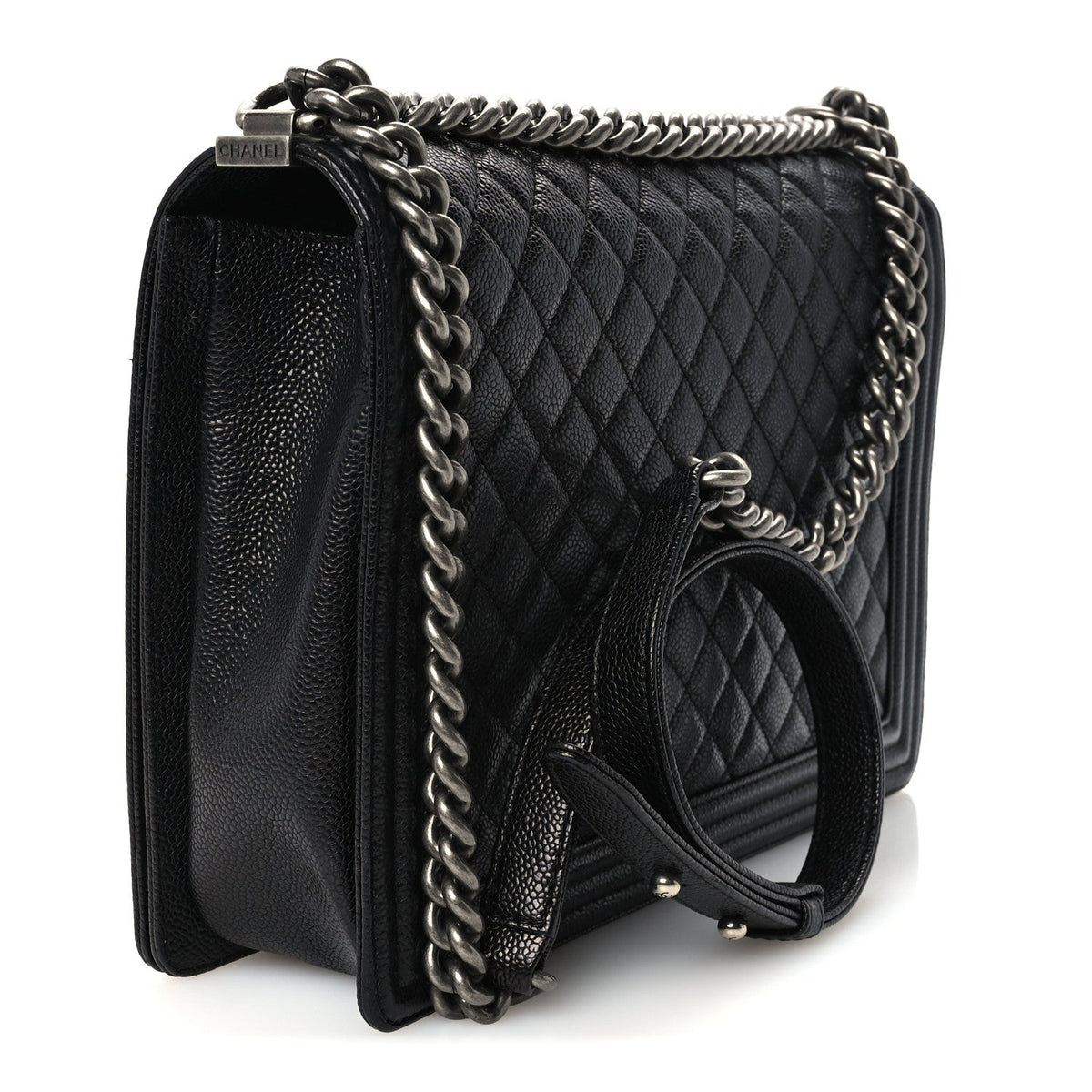 Caviar Quilted Large Boy Flap Black