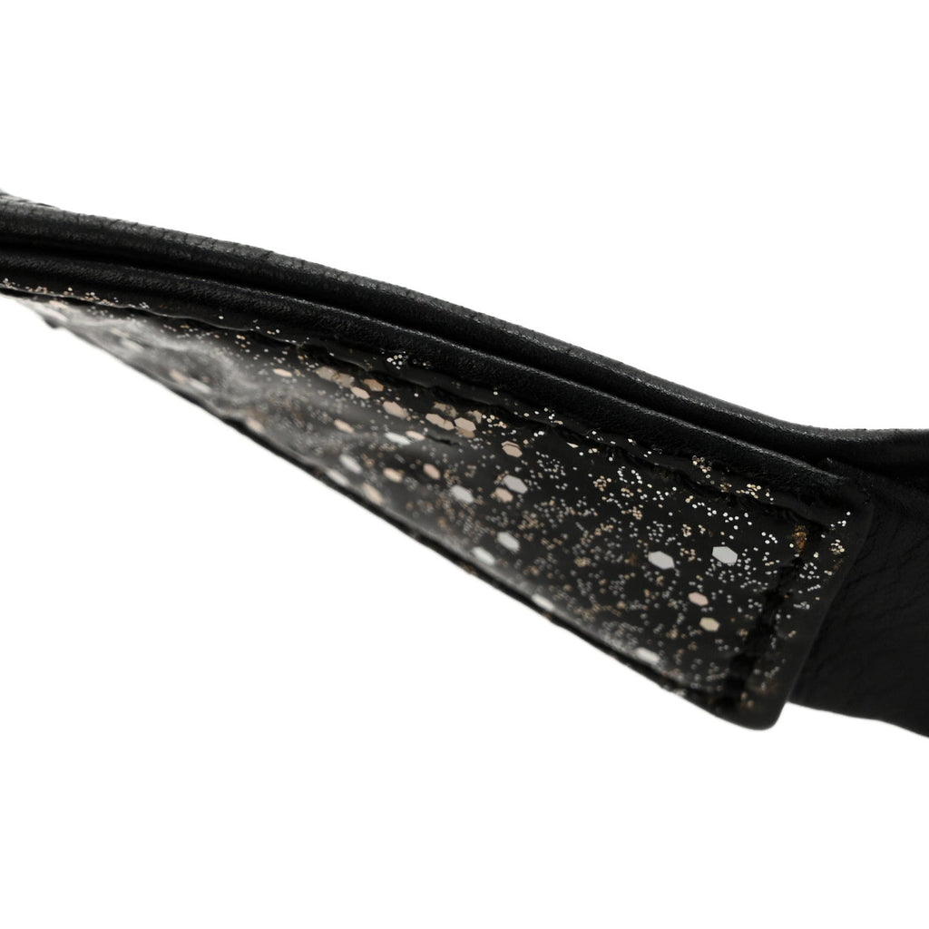 Glitter Glazed Calfskin Medium Boy Flap Black