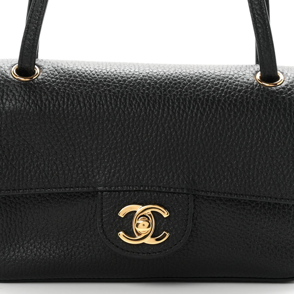 Grained Calfskin Mini Souplissimo Maxi Flap Black