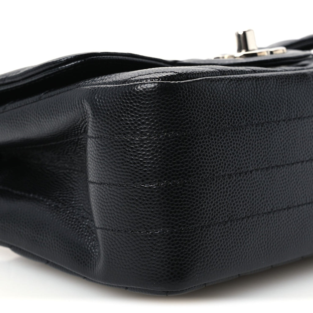 Caviar Chevron Quilted Mini Square Flap Black
