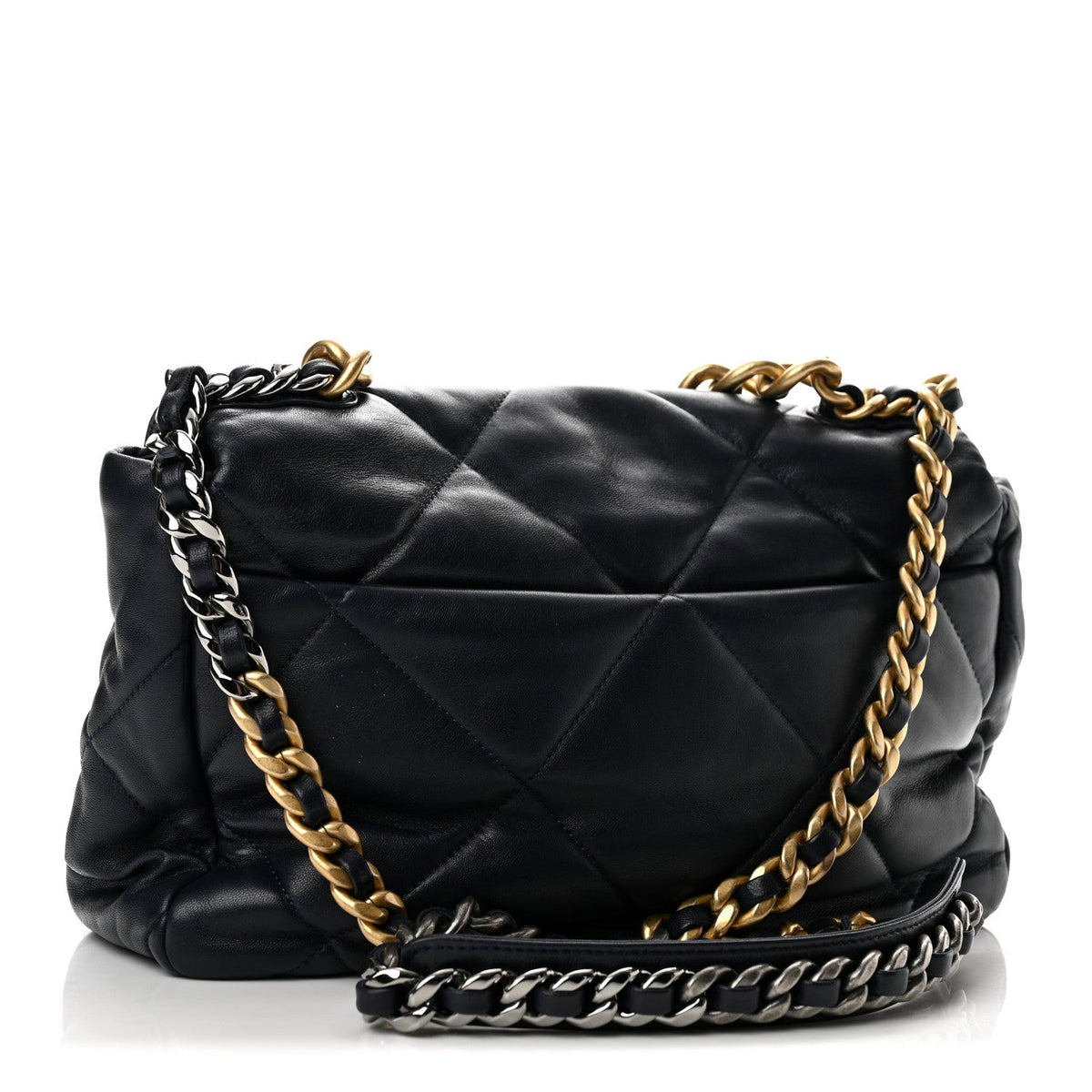 Goatskin Quilted Large Chanel 19 Flap Dark Blue