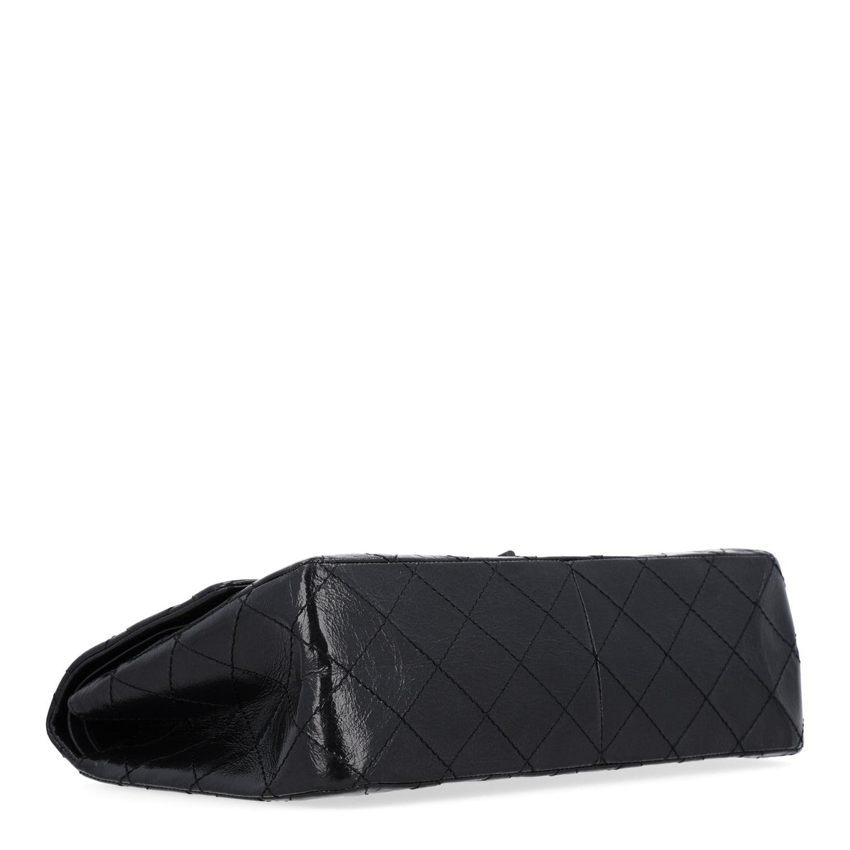 Glazed Aged Calfskin Quilted 2.55 Reissue 227 Flap  So Black
