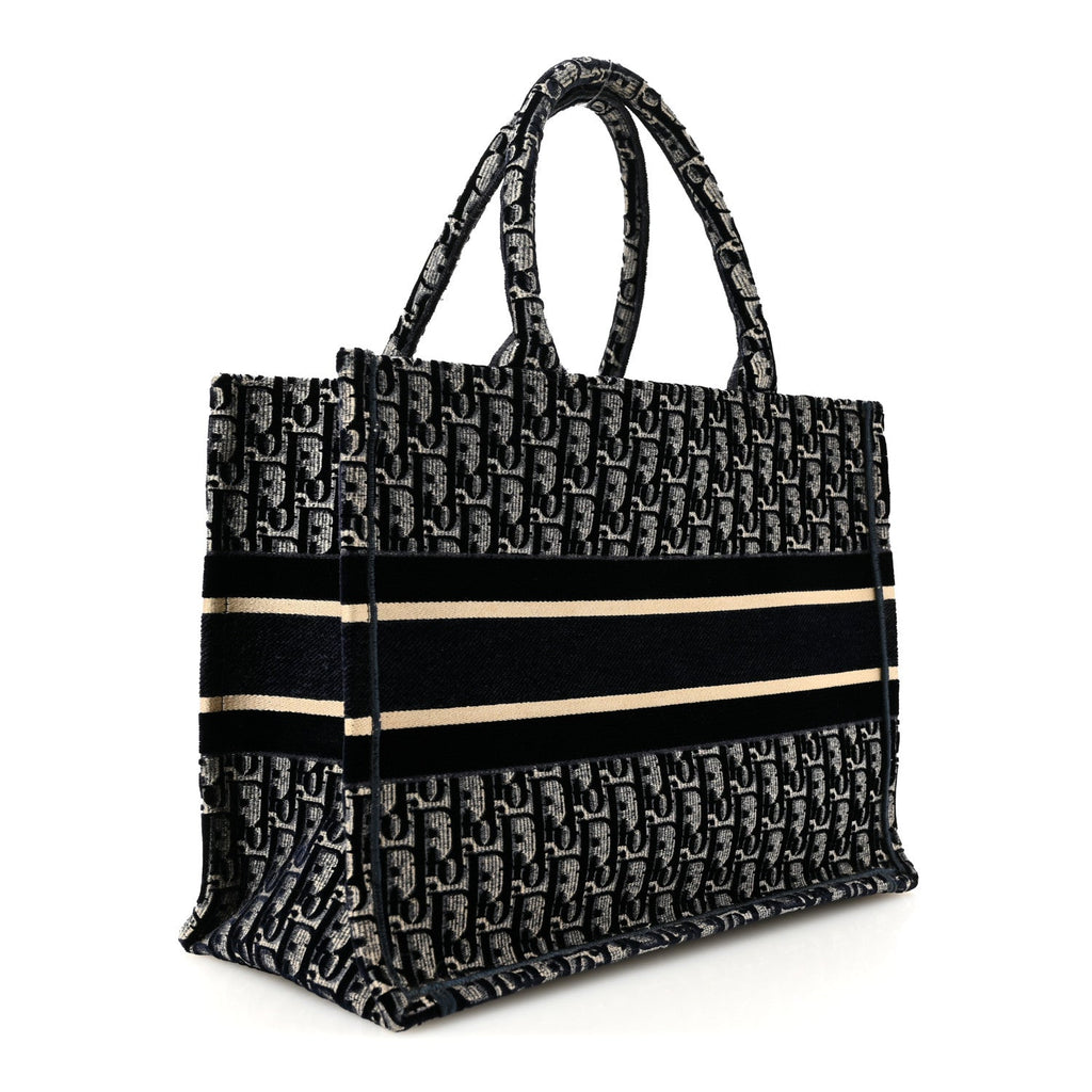 Oblique Velvet Medium Book Tote Blue Multicolor