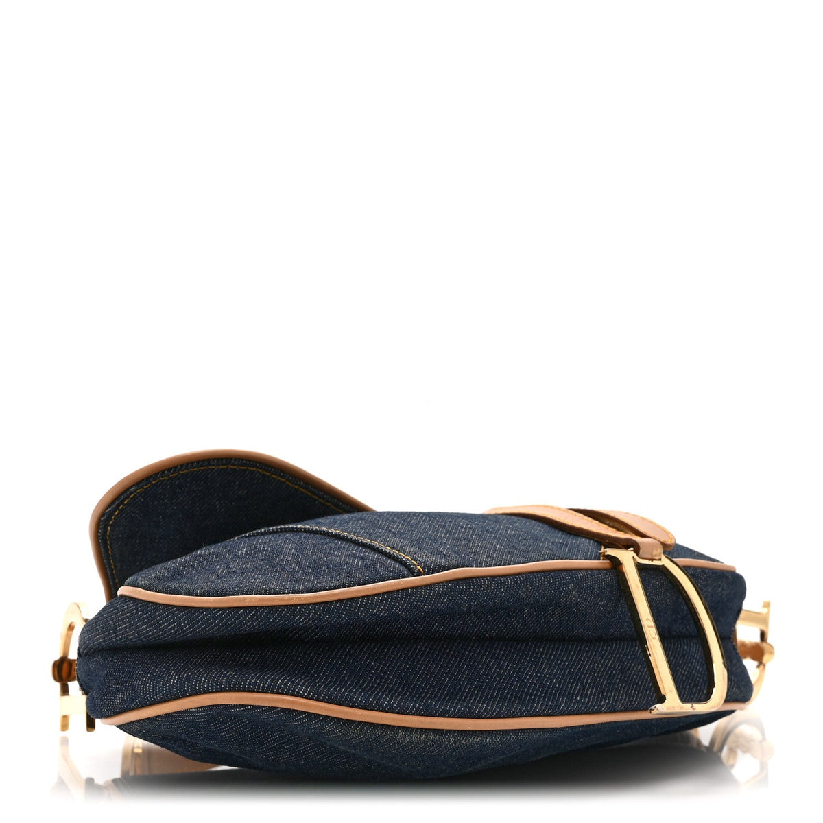 Denim Calfskin Saddle Bag  Blue