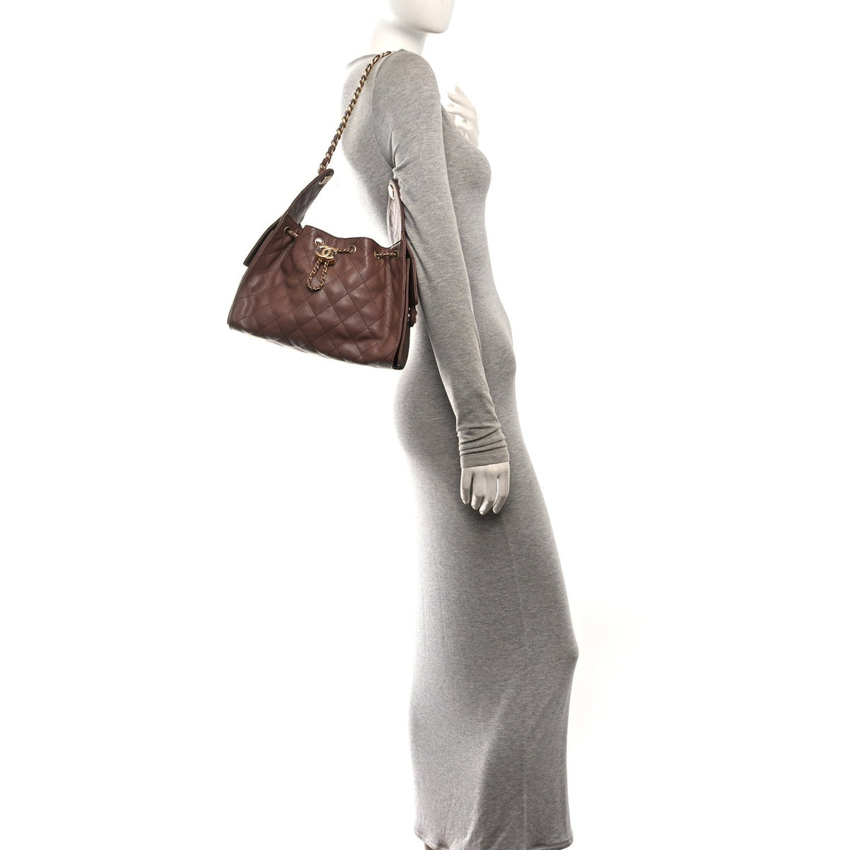 Caviar Quilted Small Chanel 25 Handbag Brown