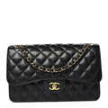 Caviar Quilted Jumbo Double Flap Black