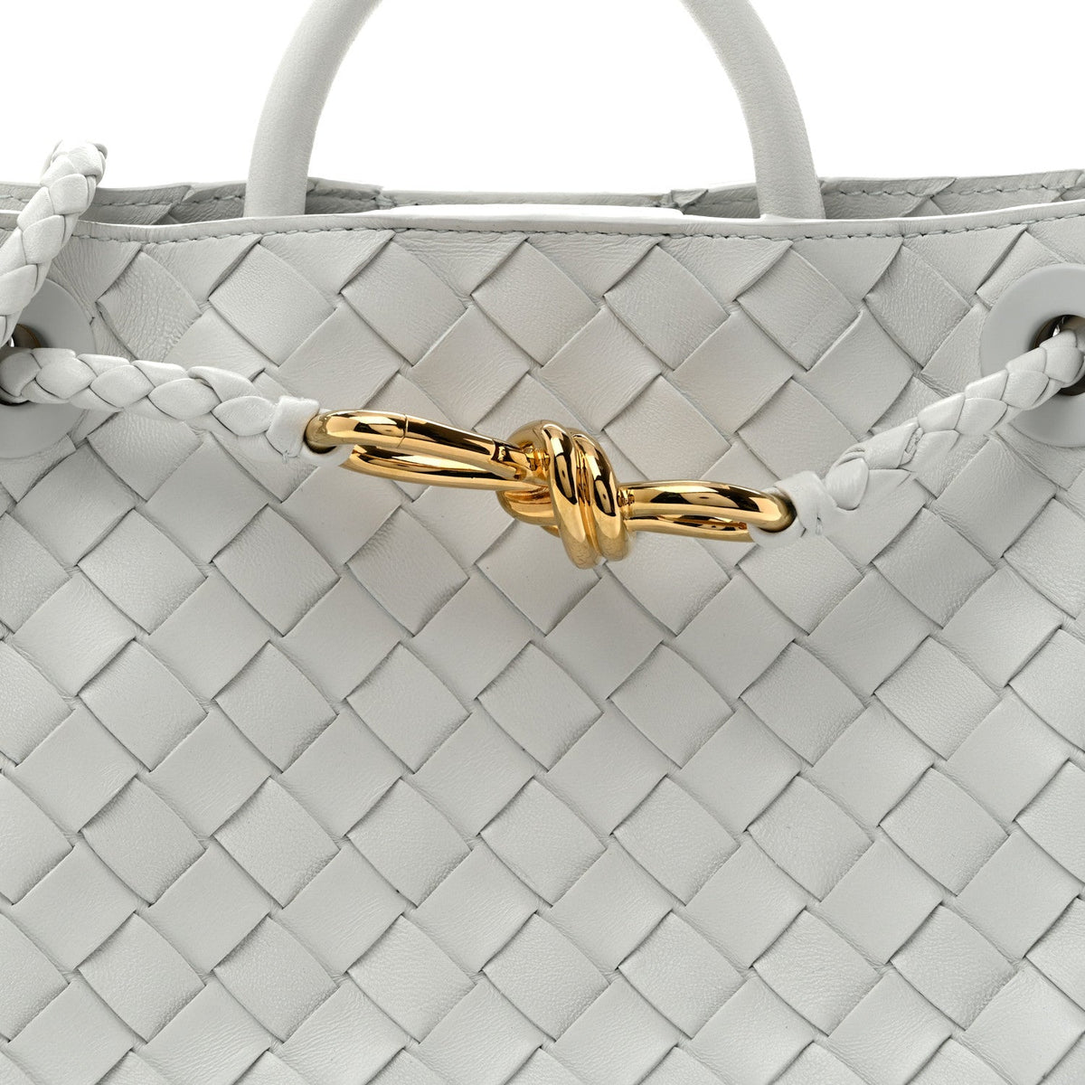 Nappa Intrecciato Small Andiamo Shoulder Bag White