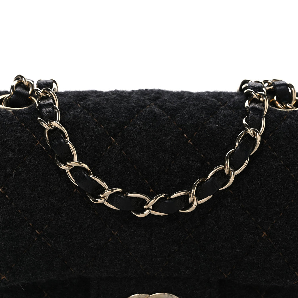 Wool Contrast Stitch Mini Square Flap Charcoal