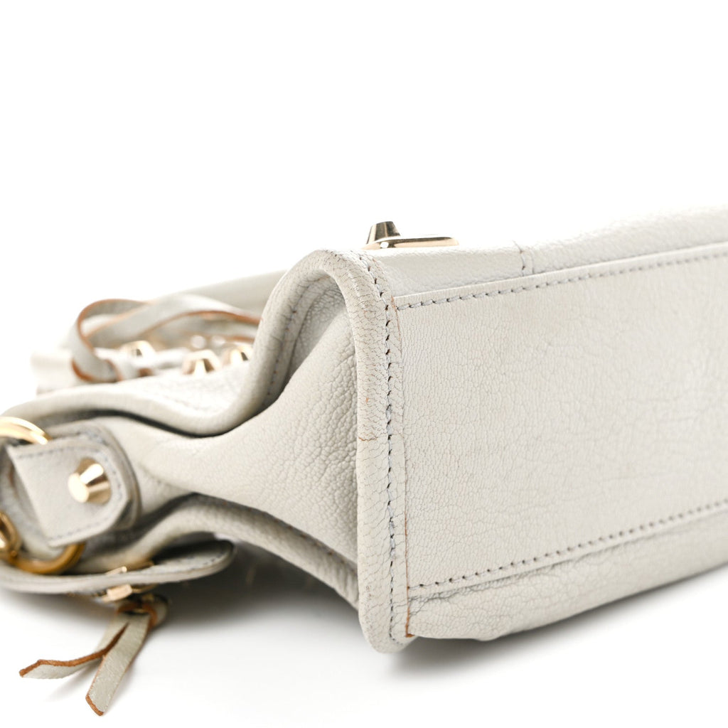 Chevre Gold Metallic Edge Hardware Mini City Gris Clair Gris Perle